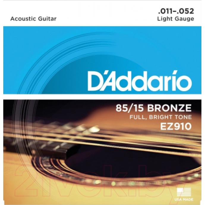 Струны для акустической гитары D'Addario EZ910 Light 11-52