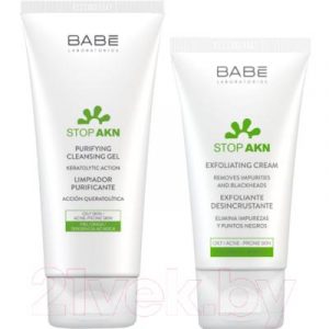 Набор косметики для лица Laboratorios Babe Stop Akn очищающий гель 200мл+крем отшелушивающий 50мл