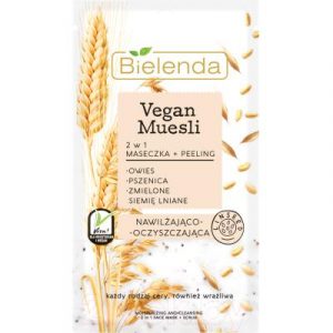 Маска для лица кремовая Bielenda Vegan Muesli 2 в 1 маска+пилинг скраб пшеница+овес+льняное семя